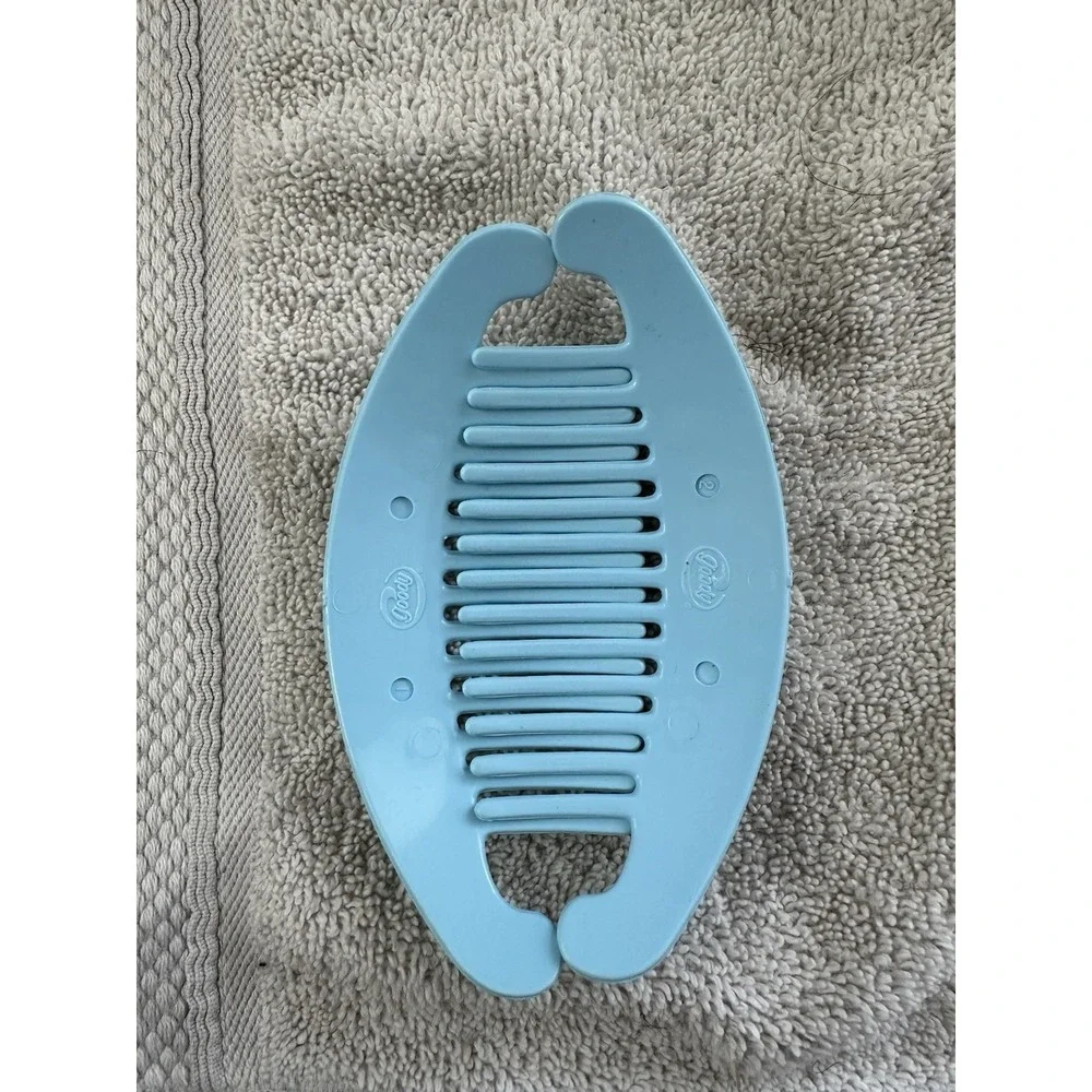 Vintage GOODY TZERS Hair Cincher Comb Banana Clip 4.5 inch 1980s Light Blue